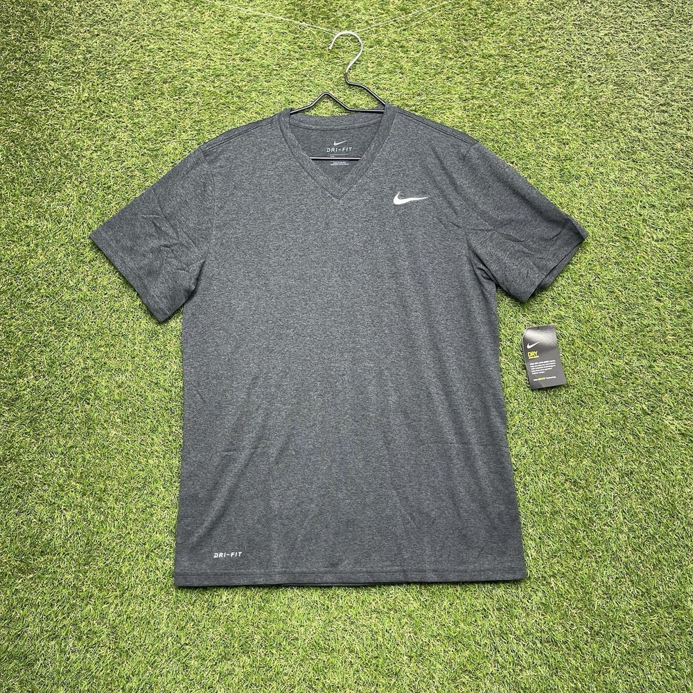 Nike T-Shirt Mens Medium Dri Fit Anti Odor Gray Short Sleeve Casual 718839-687